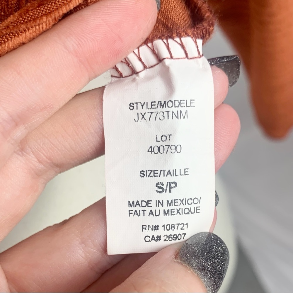 🍂 Electrica Rust Ribbed Velour Long-Sleeve Top NWOT (S) - Picture 4 of 5